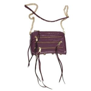 Rebecca Minkoff plum leather 5-zip crossbody purse